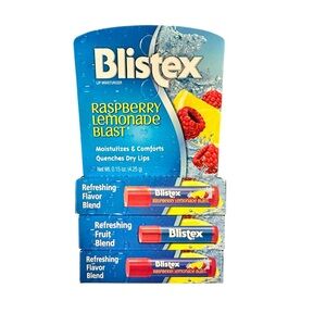 (3) Blistex Raspberry Lemonade Blast Fruit Blend Lip Balm SPF 15 .15 Oz Each